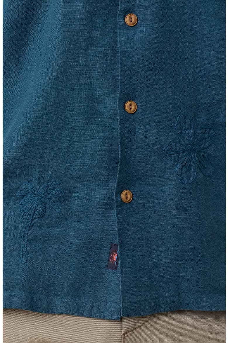 Embroidered Linen Camp Shirt, Alternate, color, PACIFIC TIDES