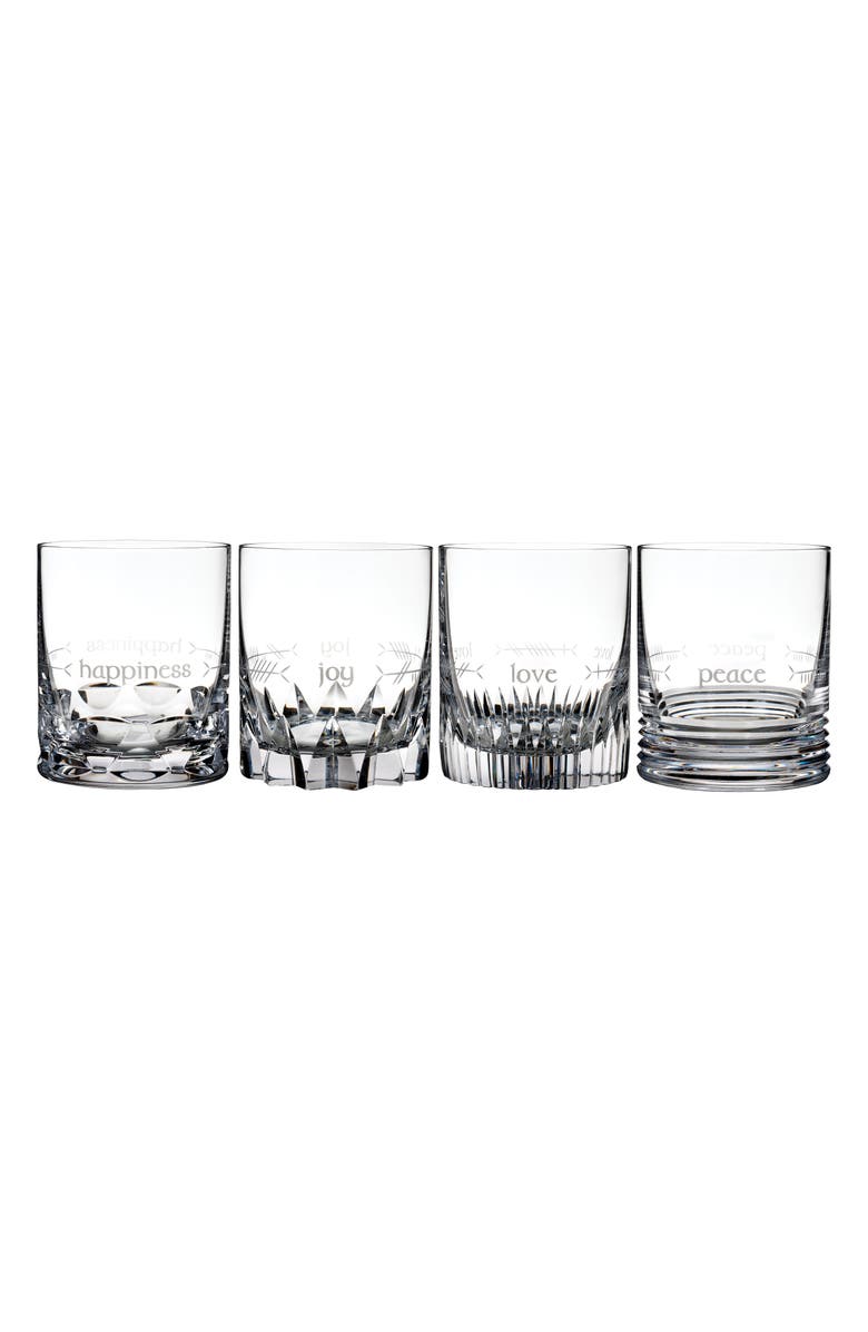 Waterford Ogham Mixed Set of 4 Lead Crystal Double Old Fashioned Glasses, Main, color, 