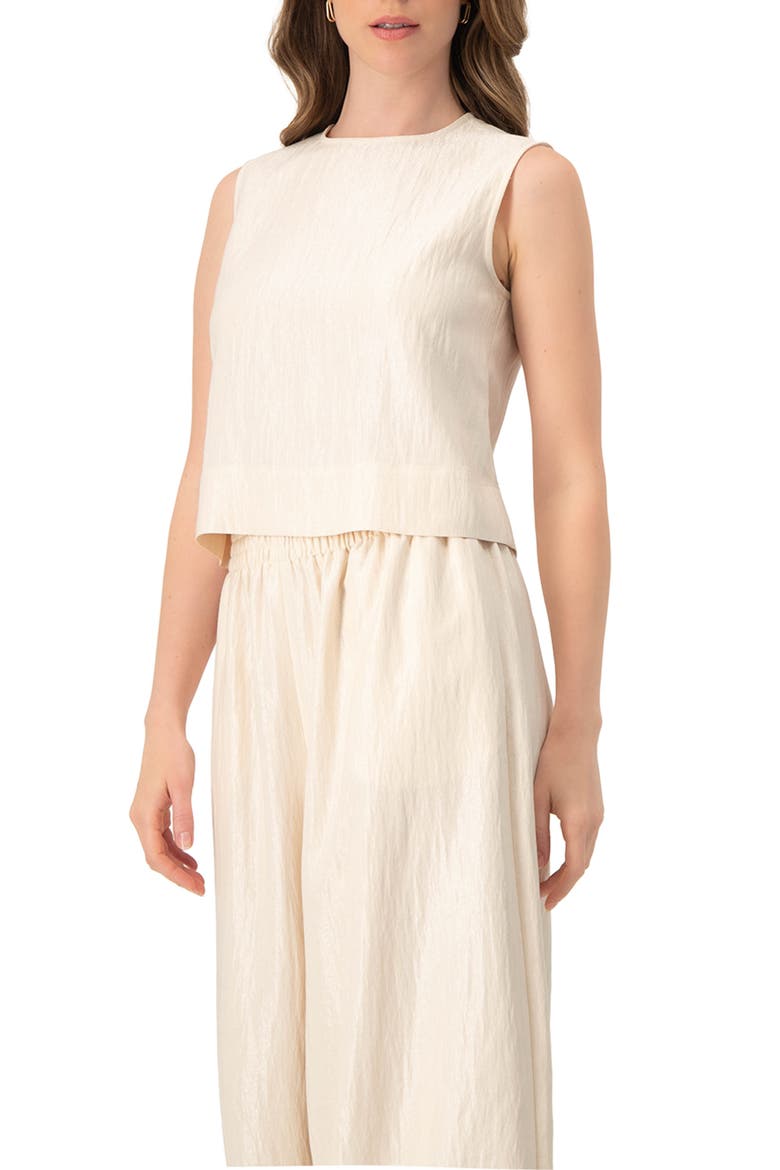 Sleeveless Round Neck Top, Alternate, color, Natural