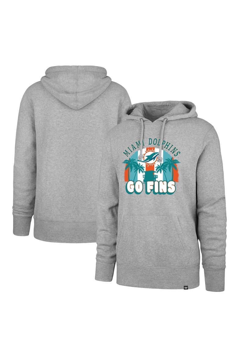 Men's '47 Gray Miami Dolphins Regional Headline Pullover Hoodie, Alternate, color, Gray