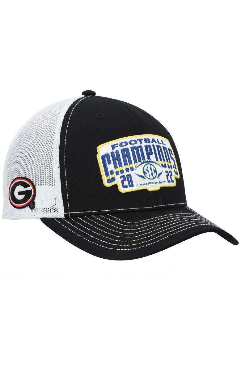 ZEPHYR Men's Black/White Georgia Bulldogs 2022 SEC Conference Champions Locker Room Adjustable Trucker Hat, Main, color, 