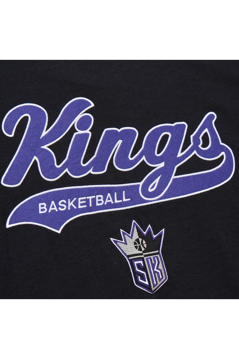 Men's Mitchell & Ness Black Sacramento Kings Hardwood Classics Felt Applique Slub T-Shirt, Alternate, color, Black