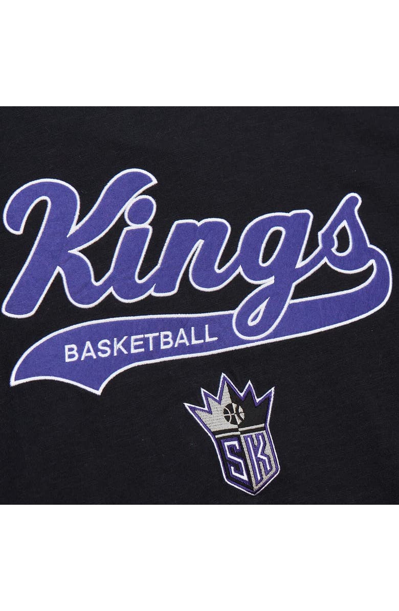 Mitchell & Ness Men's Mitchell & Ness Black Sacramento Kings Hardwood Classics Felt Applique Slub T-Shirt, Alternate, color, Black