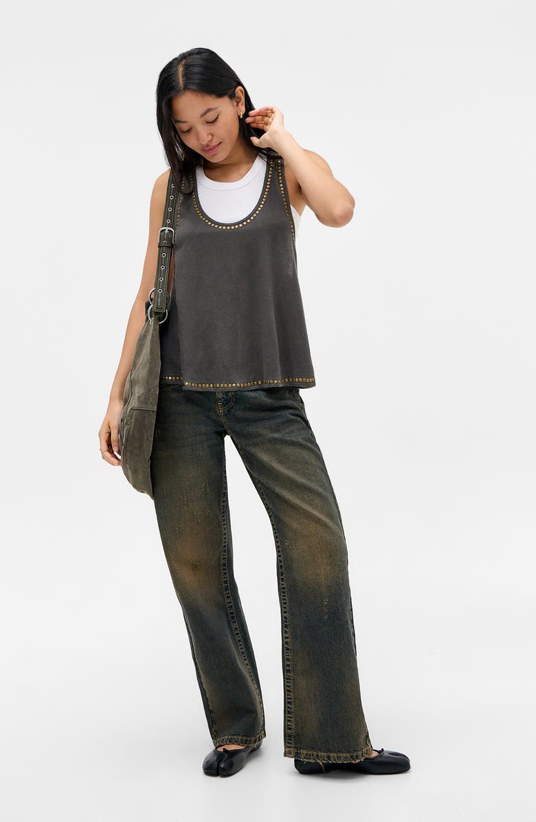 BDG Urban Outfitters Studded Cotton Racerback Tank, Alternate, color, Grey