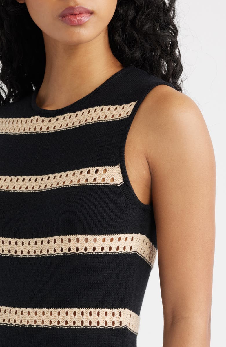 Rails Ana Stripe Cotton Blend Knit Midi Dress, Alternate, color, Black Oat Stripe