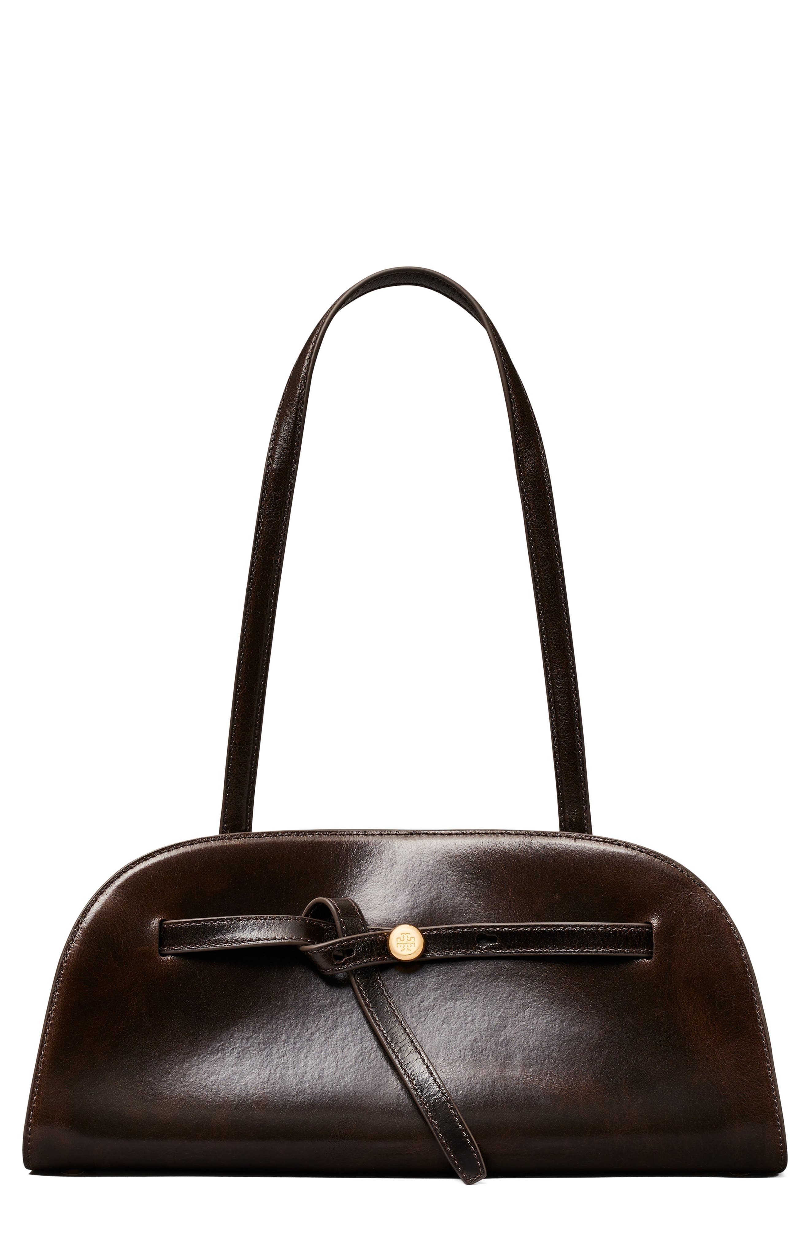 Romy Suede Bauletto Shoulder Bag, Main, color, DARK ROAST