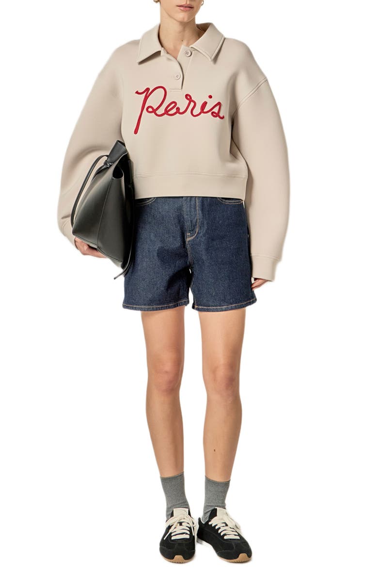 Lettering Scuba Polo Pullover, Alternate, color, CREAM/ RED