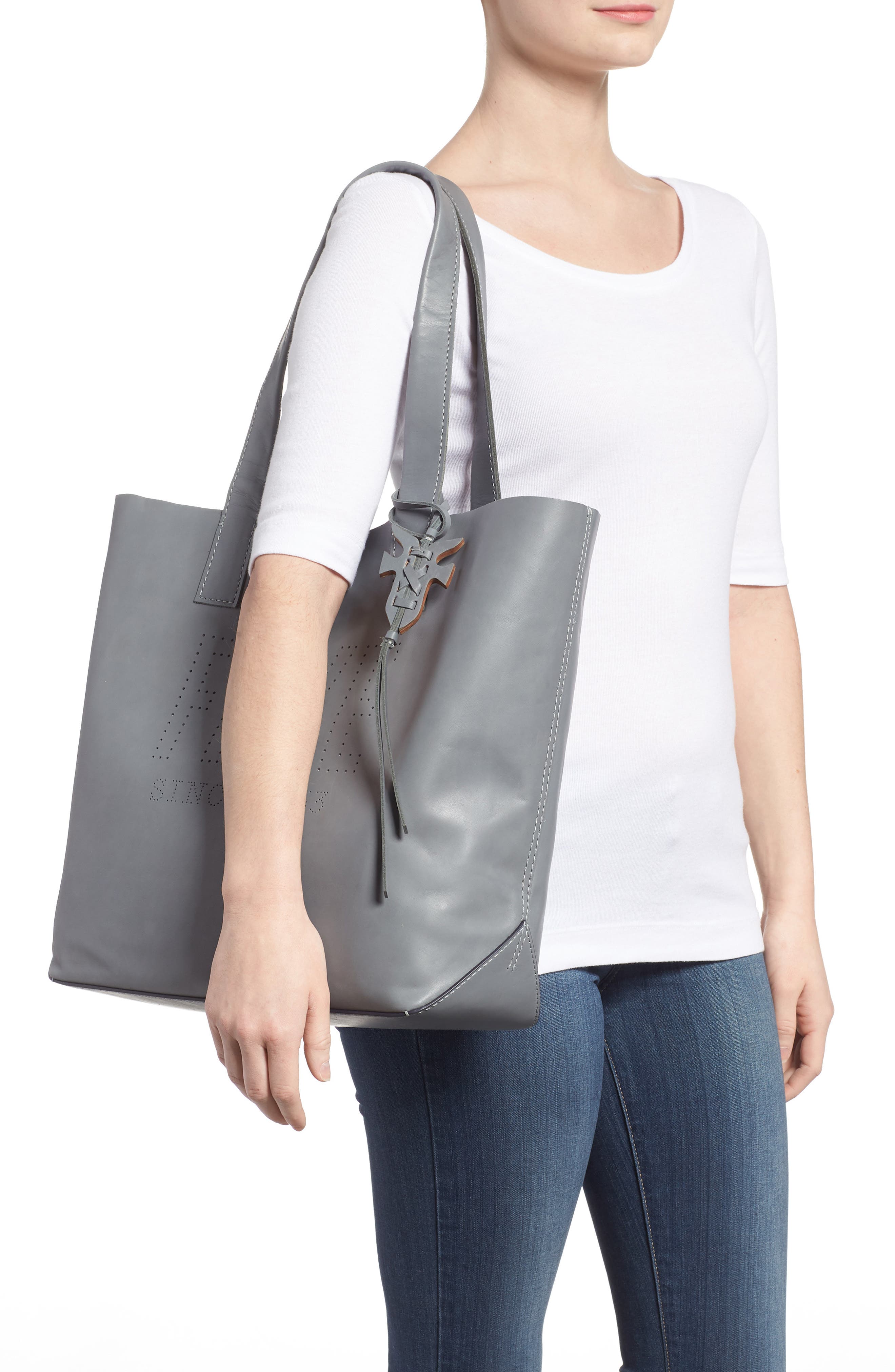 Frye Carson Perforated Logo Leather Tote, Alternate, color, 