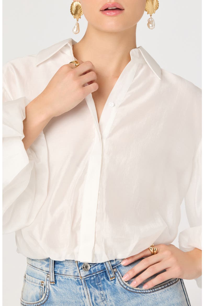 Cordey Long Sleeve Bubble Hem Top, Alternate, color, WHITE