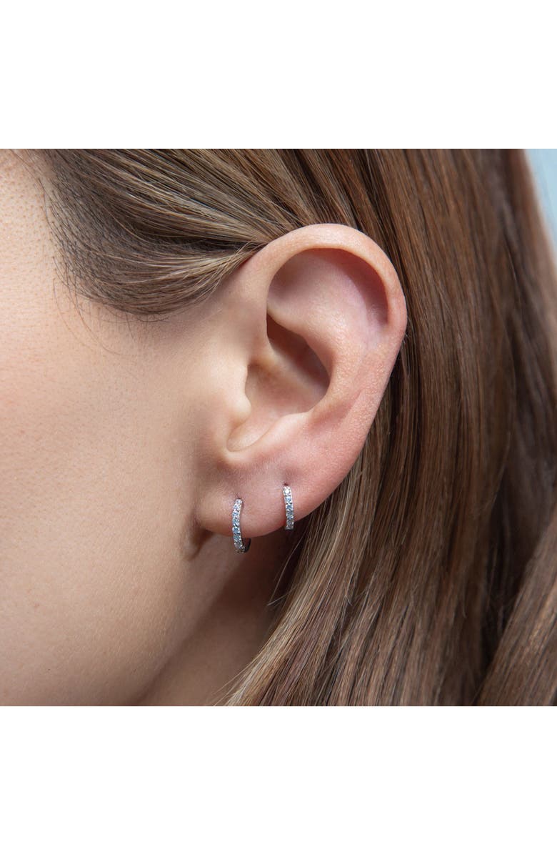 Outofoffice Silver Pavé Six Mm Huggie Hoop Earring, Alternate, color, Silver