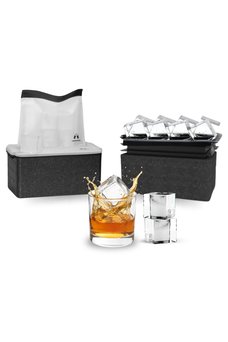 Crystal Clear Ice Cube Maker Mold - Eight 2" Square Ice Cubes, Main, color, Clear