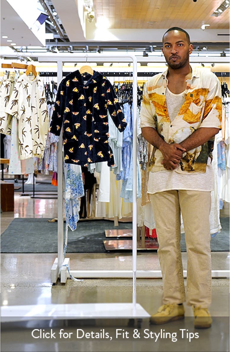 Kids' Pizza Print Hooded Fleece Robe, sales video thumbnail