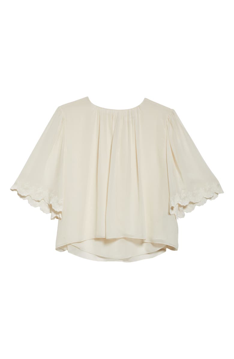 Chloé Floral Embroidered Silk Georgette Top, Alternate, color, 