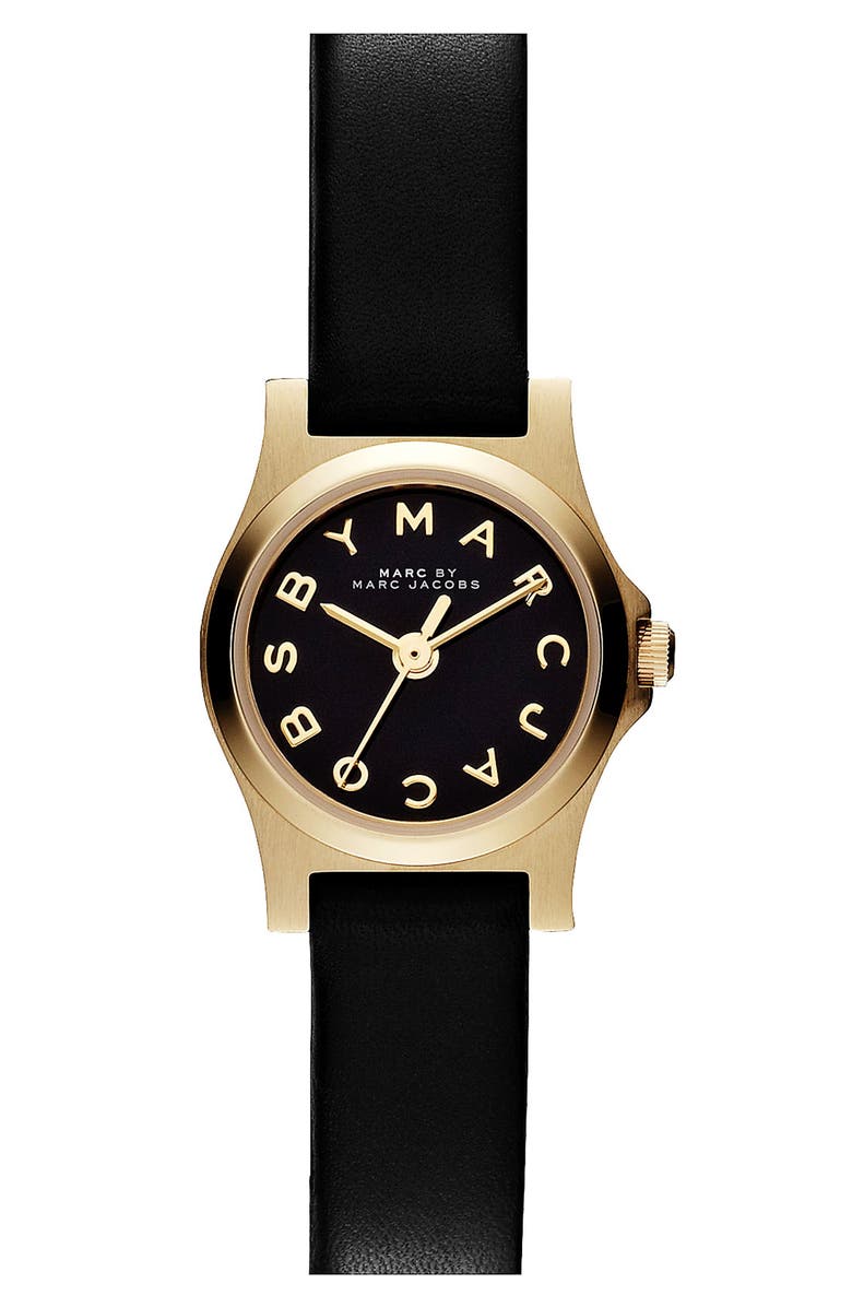 Marc Jacobs 'Henry Dinky' Leather Strap Watch, 20mm, Main, color, 