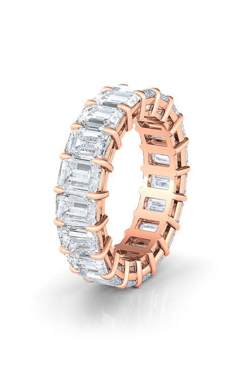 Emerald Cut Lab Created Diamond 18K Gold Eternity Band