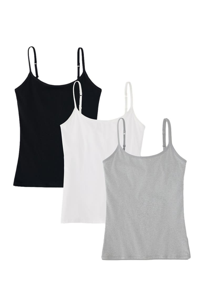 Organic Cotton Everyday Shelf Bra Camisole 3-Pack, Alternate, color, Heather Basics