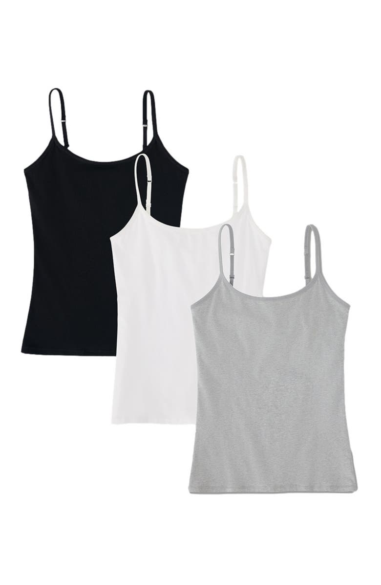 Pact Everyday Shelf Bra Camisole 3-Pack, Alternate, color, Heather Basics