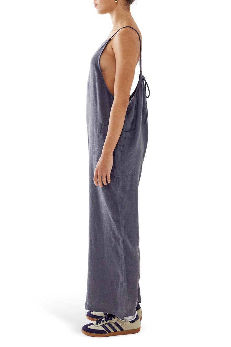 Linen Blend Overalls, Alternate, color, CHARCOAL