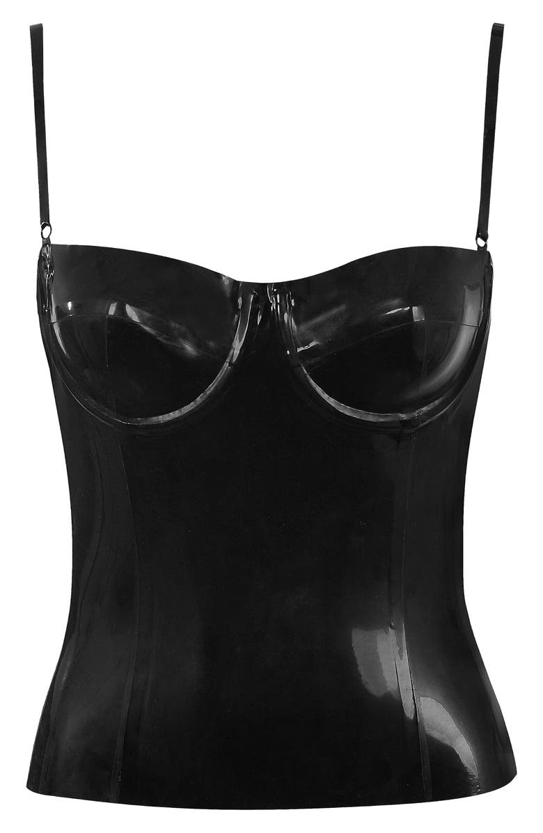 HOUSE OF CB Noella Latex Corset Top, Alternate, color, Black