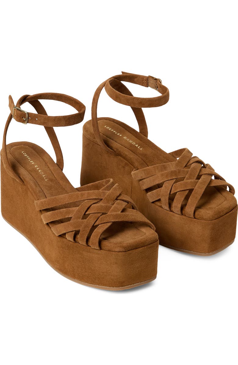 Loeffler Randall Channing Ankle Strap Platform Wedge Sandal, Alternate, color, Cacao