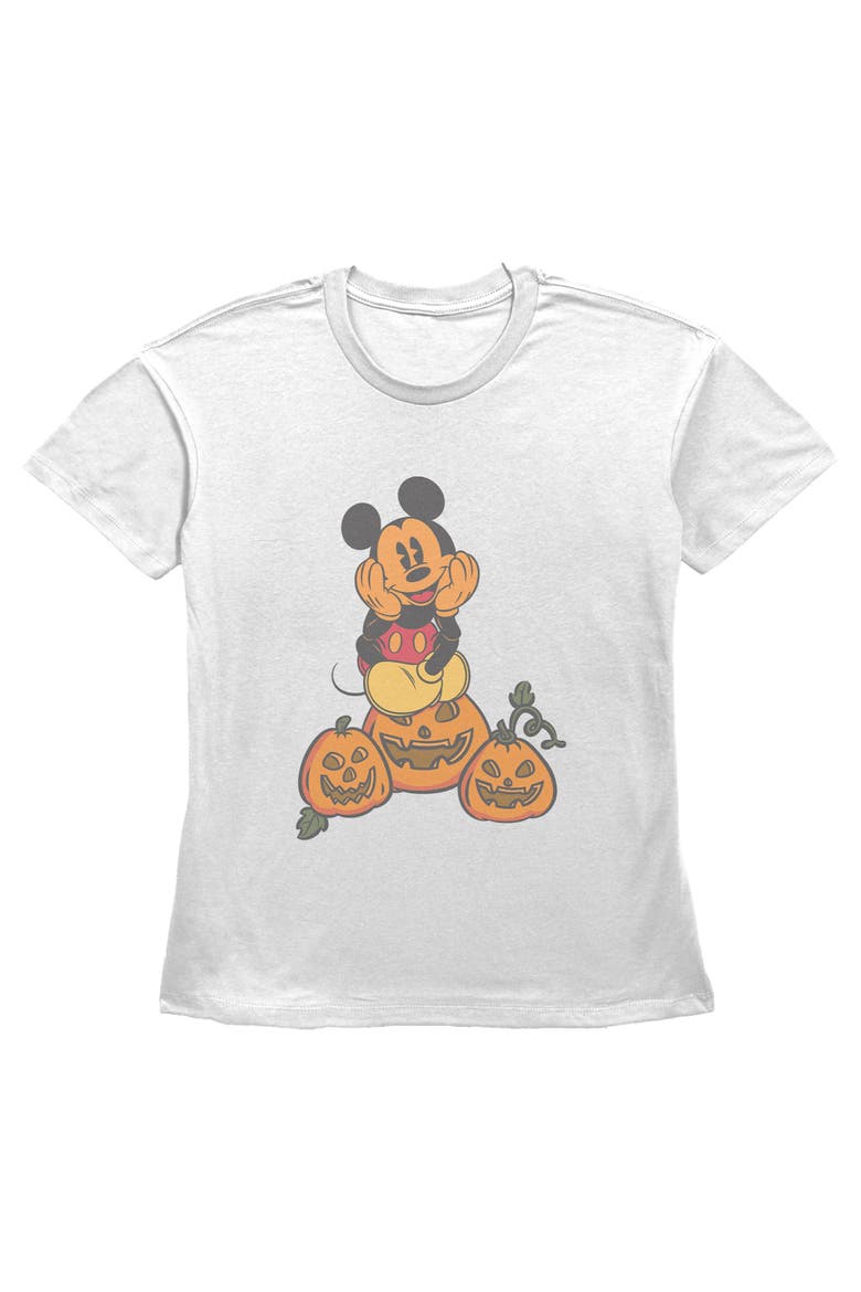 Womens Mickey & Friends Pumpkin Gathering T Shirt, Main, color, White