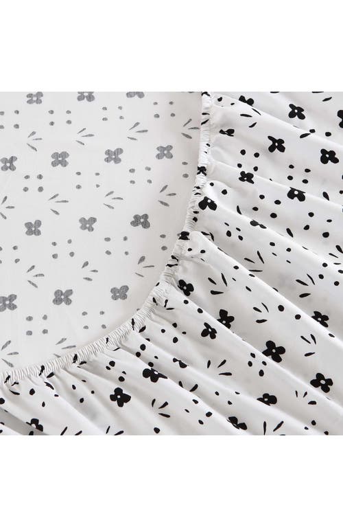 Marimekko Kukkaketo 200 Thread Count Cotton Percale King Sheet Set In Black