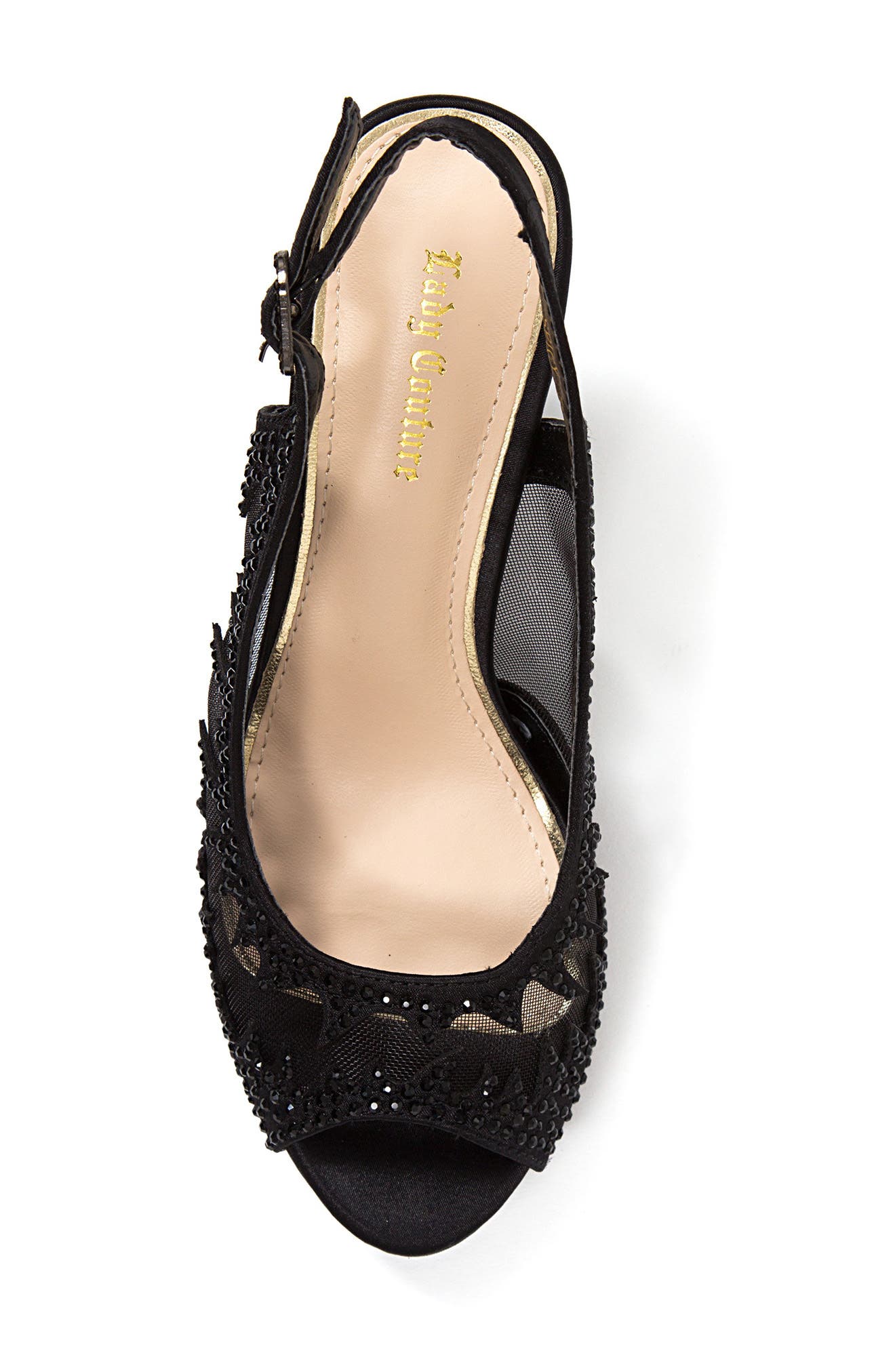 LADY COUTURE Dream Peep Toe Slingback Pump, Alternate, color, Black