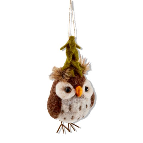 Multicolor Owl and Tree Wool Christmas Ornament Decoration