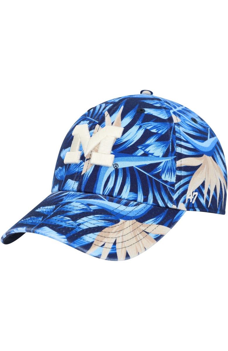 '47 Men's '47 Navy Michigan Wolverines Tropicalia Clean Up Adjustable Hat, Main, color, 