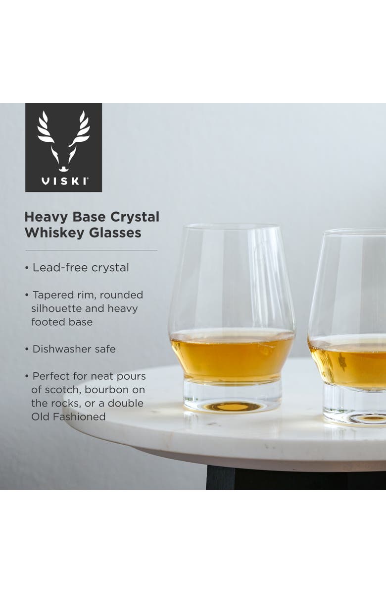 Viski Raye Crystal Heavy Base Whiskey Glasses Set of 2, Alternate, color, Clear