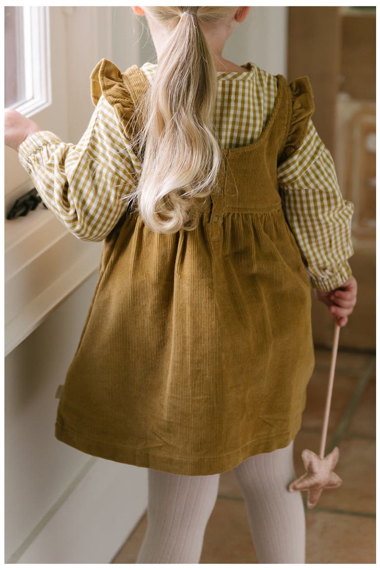 Organic Cotton Corduroy Pinafore Dress, Alternate, color, OCHRE
