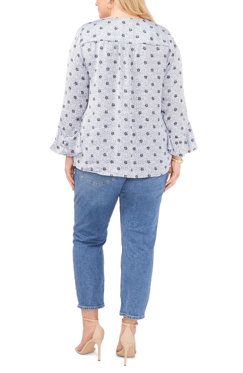 Vince Camuto Print Smocked Cuff Blouse, Alternate, color,