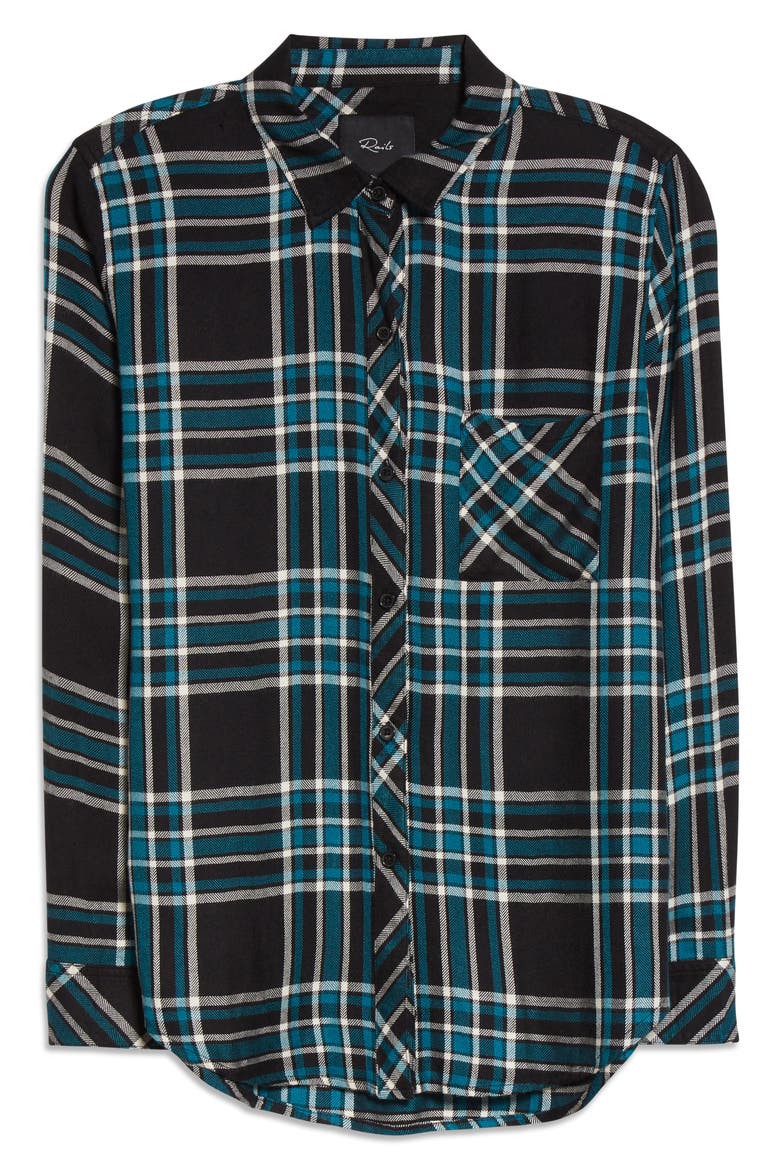 Hunter Plaid Button-Up Shirt, Alternate, color, MIDNIGHT CERULEAN BLUE