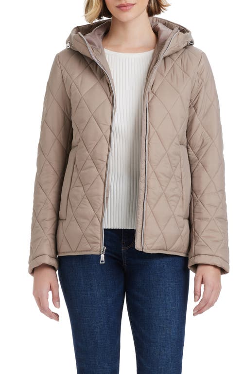 Shop Vince Camuto Water Resistant Hooded Quilted Jacket In Taupe