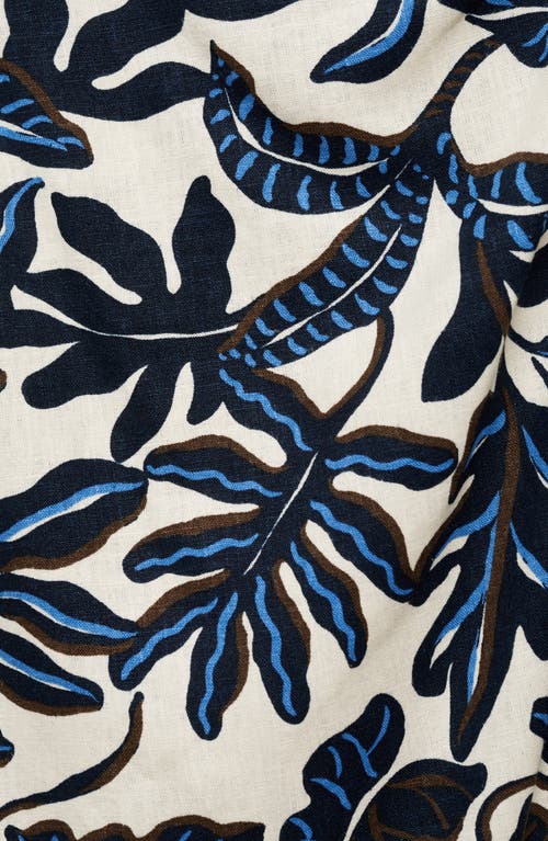 Mango Print Linen Blend Faux Wrap Midi Skirt In Blue