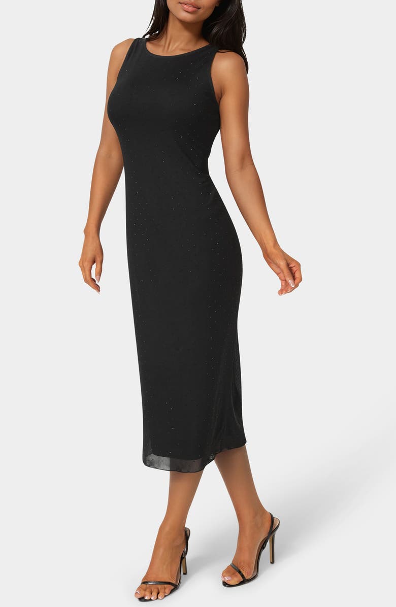 bebe Sleeveless Rhinestone Powermesh Dress, Alternate, color, Black