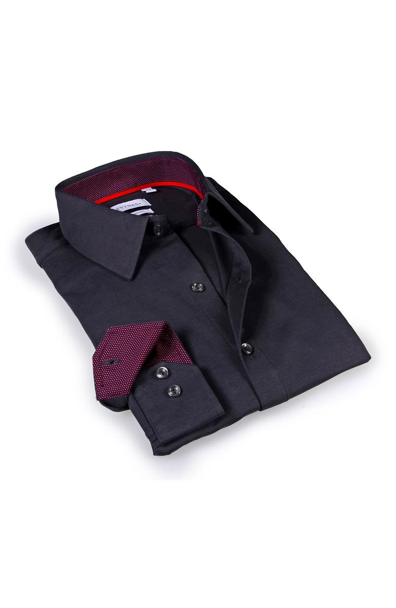 LEVINAS Solid Trim Tailored Fit Dress Shirt, Main, color,