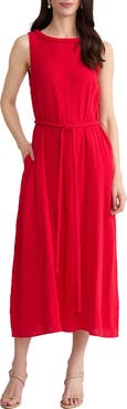 Jones New York Belted Sleevless Midi Dress