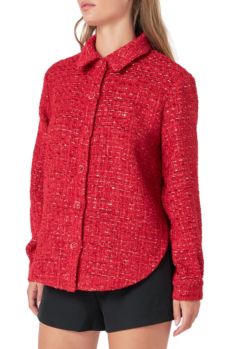 Endless Rose Tweed Shacket, Alternate, color, Red