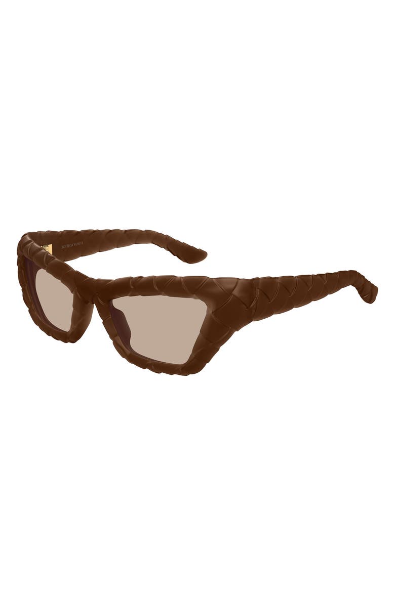 Bottega Veneta 56mm Cat Eye Sunglasses, Alternate, color, Brown