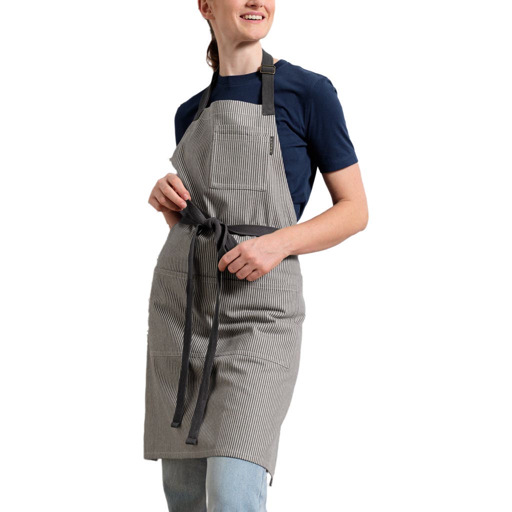 Meema Bib Apron with Pockets - Pinstriped in Charcoal  product