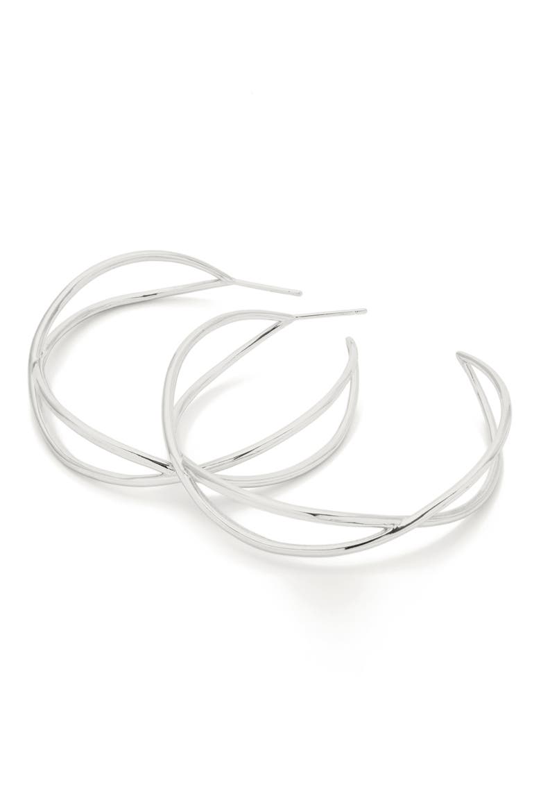 Autumn Hoop Earrings, Alternate, color, SILVER