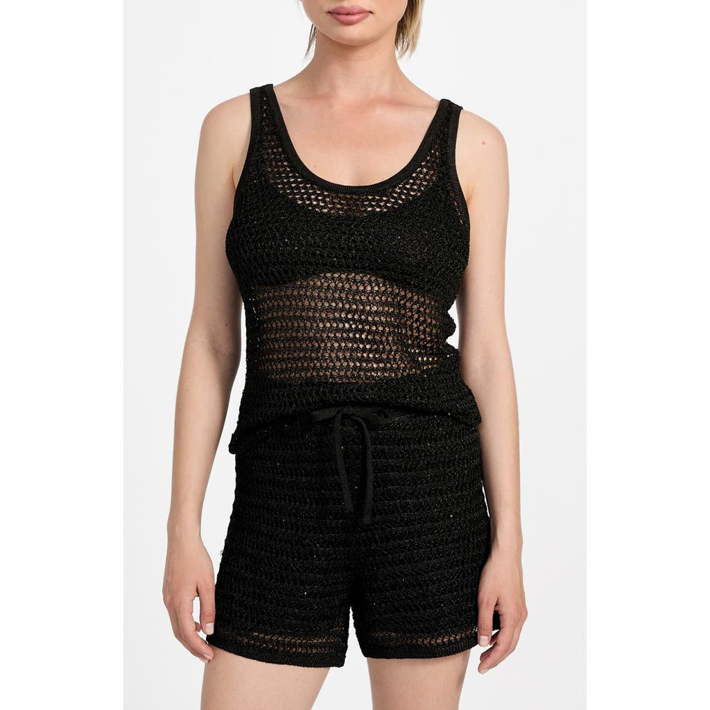 Guess Ava Open Stitch Tank In Black