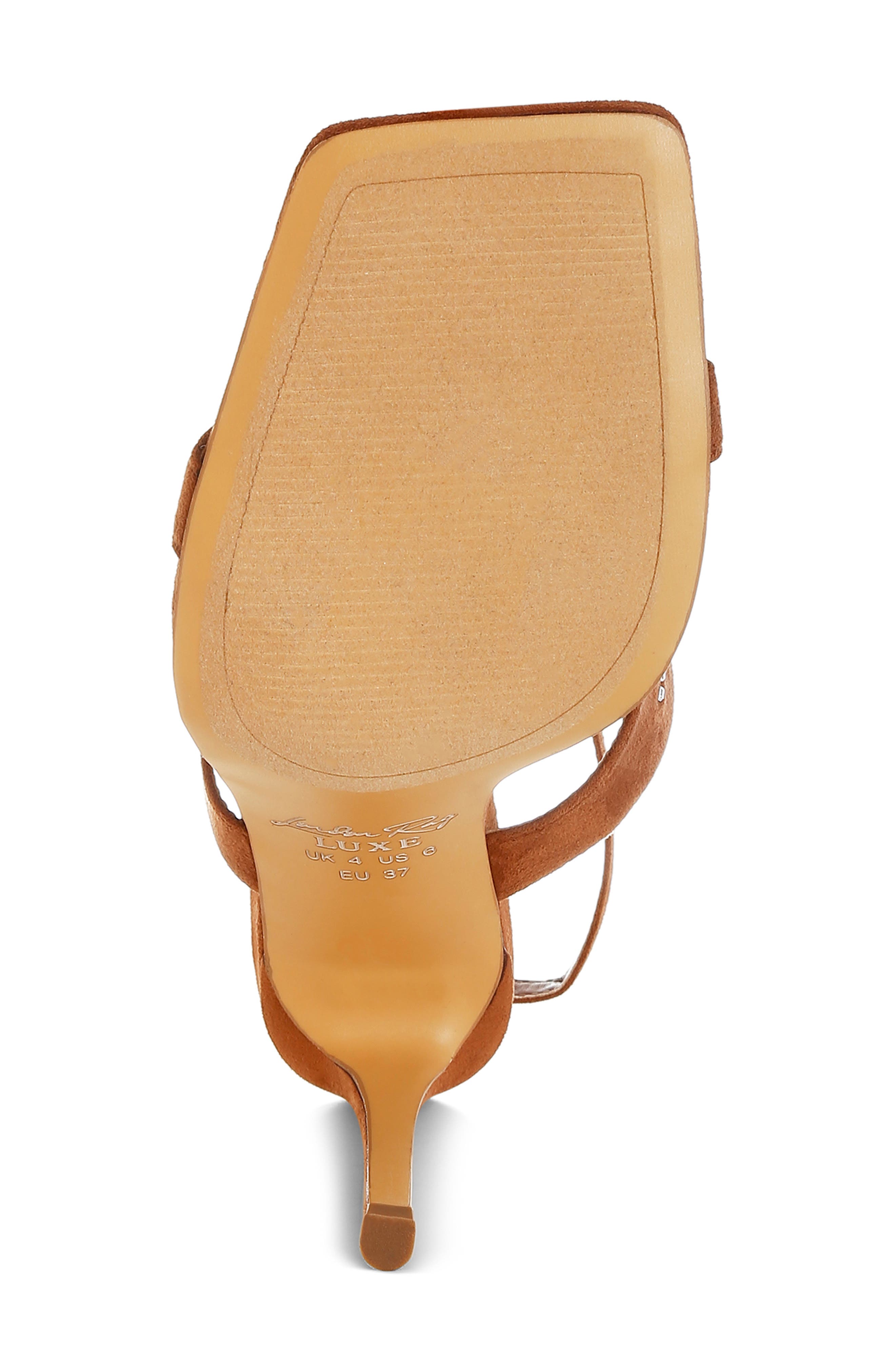 LONDON RAG Warda Rhinestone Ankle Strap Sandal, Alternate, color, Tan