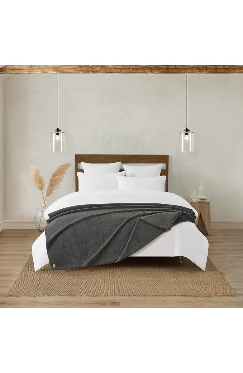 UGG<sup>®</sup> Marcella Faux Fur Throw Blanket, Alternate, color, Charcoal