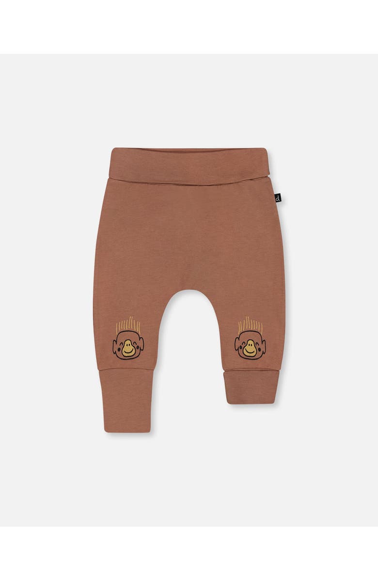 Deux par Deux Baby Boy's Printed Organic Cotton Evolutive Pant Brown And Monkeys, Main, color,