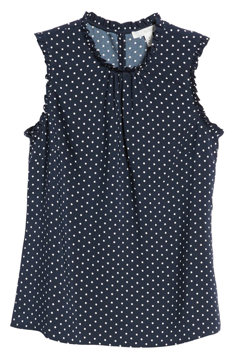 1901 Gathered Neck Sleeveless Blouse, Alternate, color,