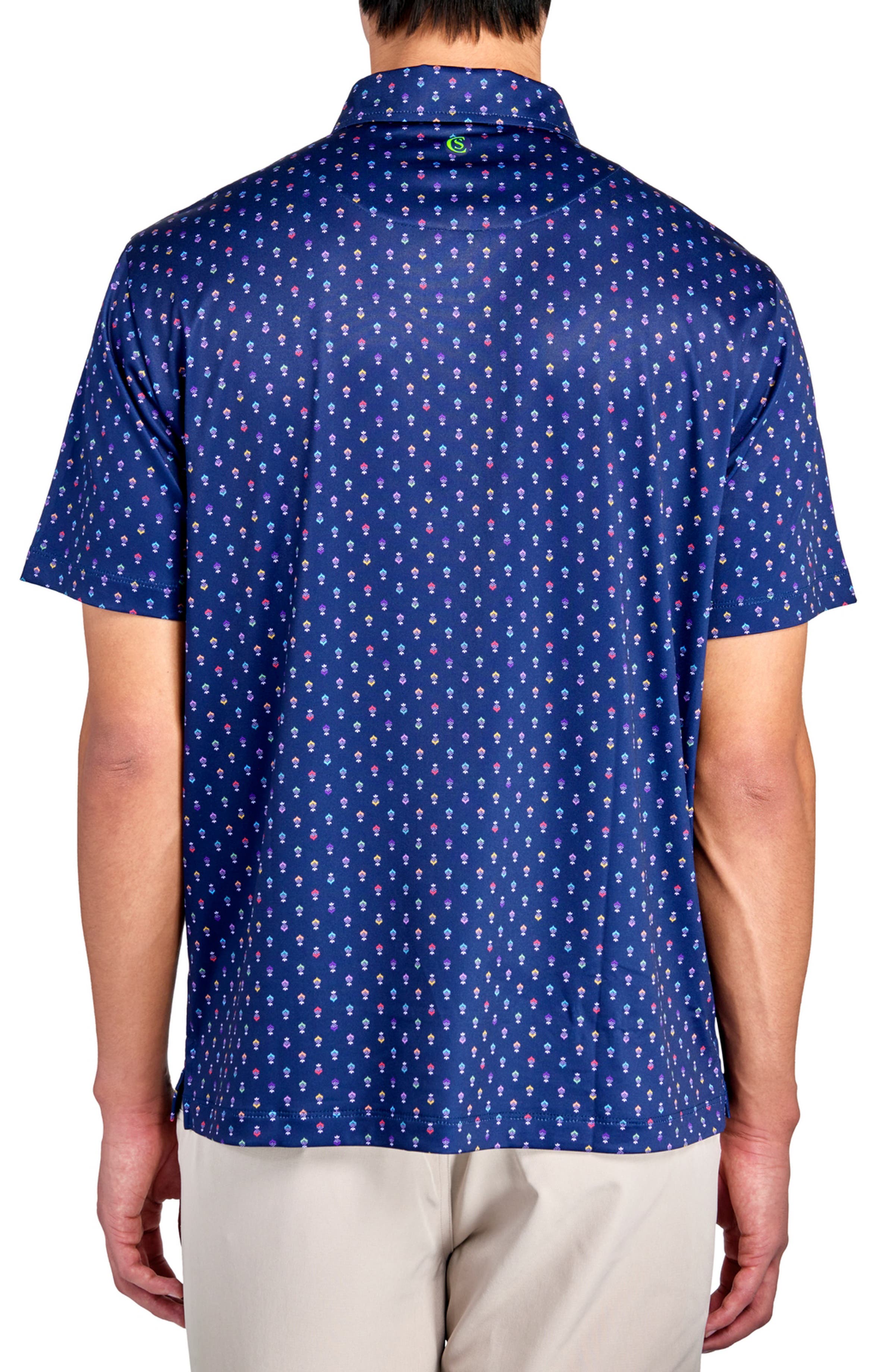 Regular Fit Floral Geo Motif Print Recycled Performance Golf Polo - image 2