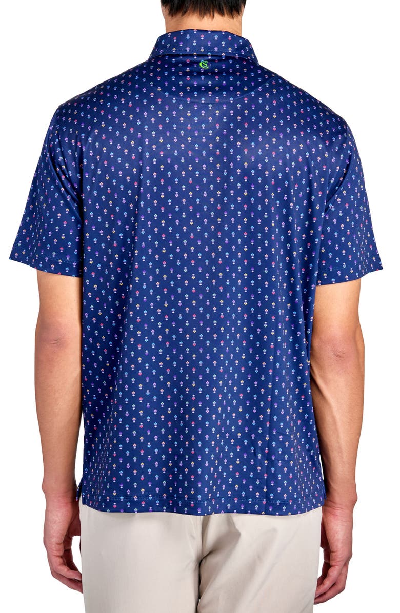 CONSTRUCT Regular Fit Floral Geo Motif Print Recycled Performance Golf Polo, Alternate, color, Navy