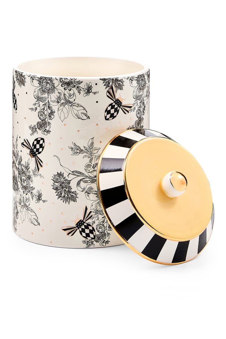 Bee Toile Ceramic Canister, Alternate, color, WHITE
